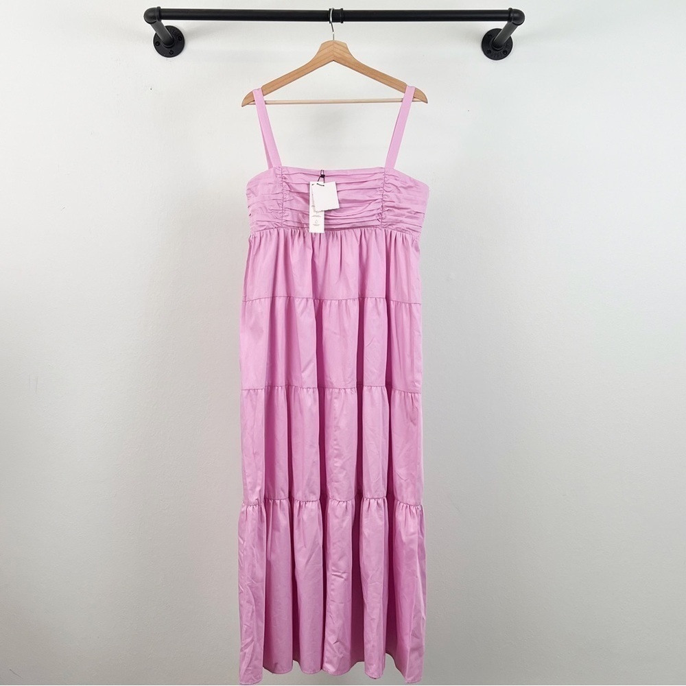 NWT Zara Cotton Poplin Sleeveless Maxi Dress Pink Blogger Fave - Picture 5 of 9